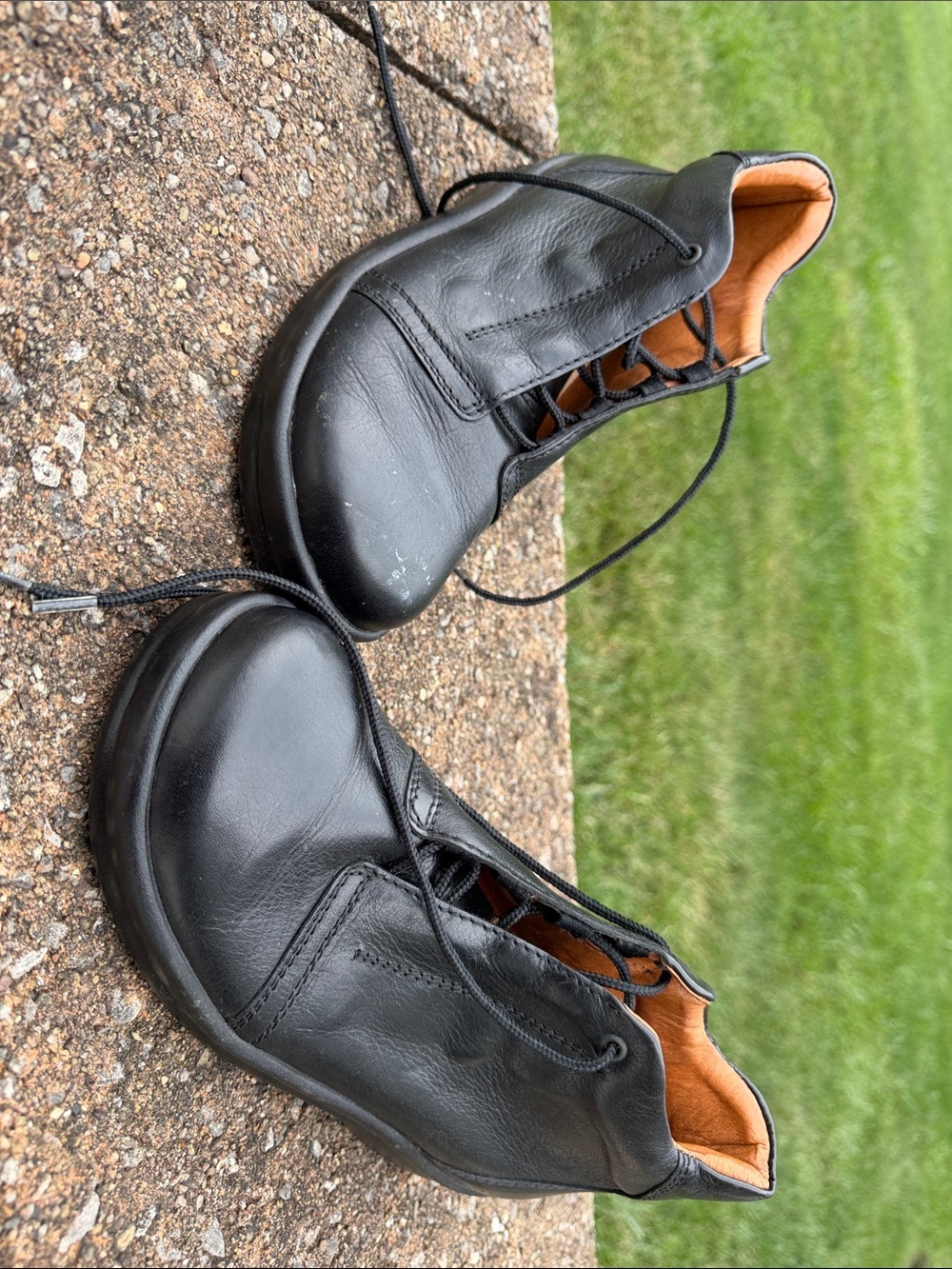 Birkenstock footprints Black Leather Ankle Boots with Tan Lining